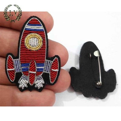 Hand embroidered badges bullion wire embroidery badge